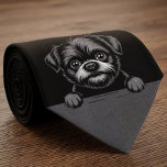 Affenpinscher Funny Peeking Puppy Dog Lover Tie<br><div class="desc">A funny Affenpinscher gift for men,  with an adorable Affenpinscher AKA Monkey Dog peeking its head up to greet us. A unique accessory any Affenpinscher dad or dog owner.</div>
