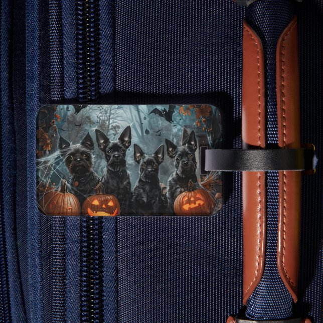 Affenpinscher Halloween Night Doggy Delight Luggage Tag (Back Insitu 2)