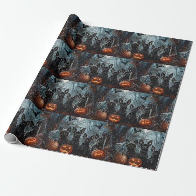 Affenpinscher Halloween Night Doggy Delight Wrapping Paper (Unrolled)