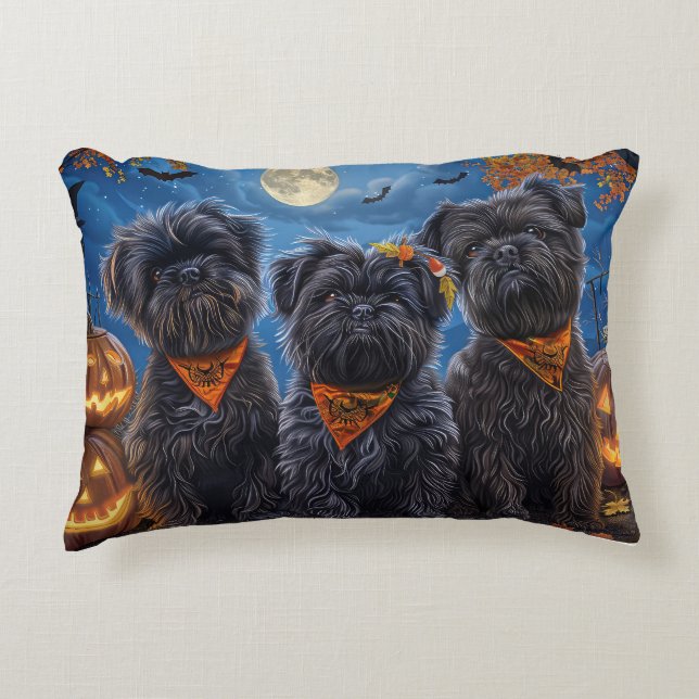 Affenpinscher Halloween Spooky Accent Pillow (Front)