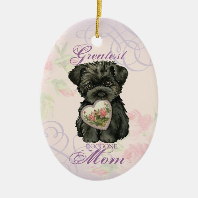 Affenpinscher Heart Mom Ceramic Ornament (Front)