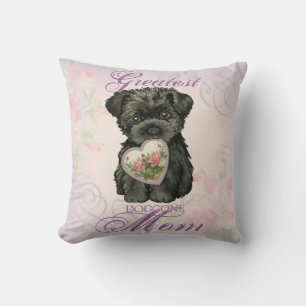 Affenpinscher Heart Mom Throw Pillow