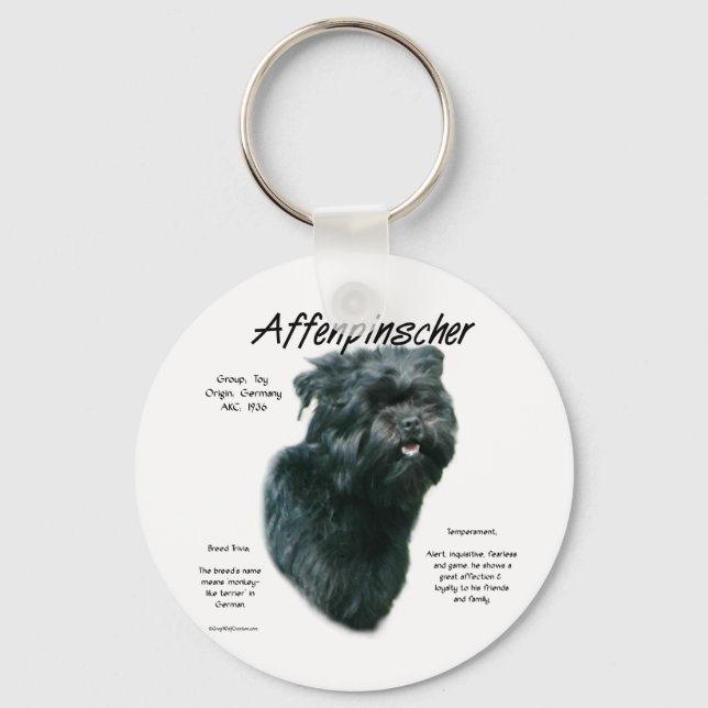 Affenpinscher History Design Keychain (Front)