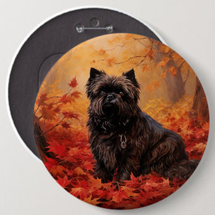 Affenpinscher in Autumn Leaves Fall Inspired  6 Inch Round Button