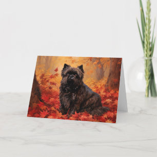Affenpinscher in Autumn Leaves Fall Inspired Card