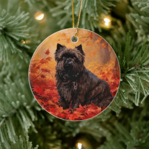 Affenpinscher in Autumn Leaves Fall Inspired  Ceramic Ornament