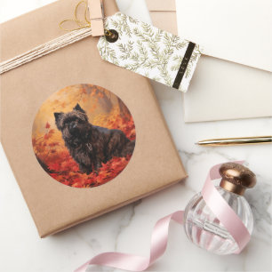 Affenpinscher in Autumn Leaves Fall Inspired  Classic Round Sticker