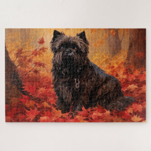 Affenpinscher in Autumn Leaves Fall Inspired  Jigsaw Puzzle