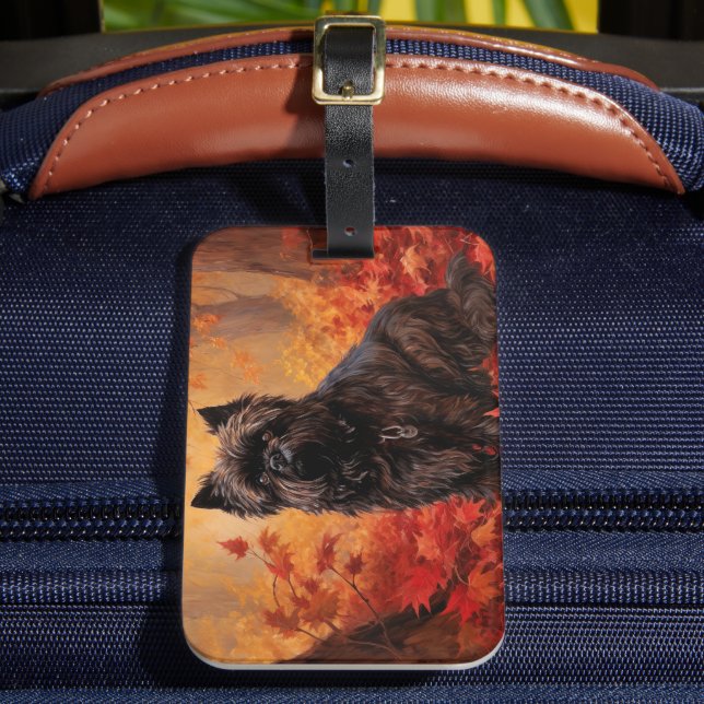 Affenpinscher in Autumn Leaves Fall Inspired  Luggage Tag (Front Insitu 2)