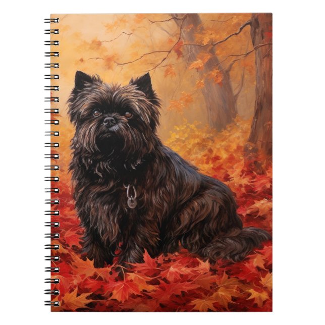 Affenpinscher in Autumn Leaves Fall Inspired  Notebook (Front)