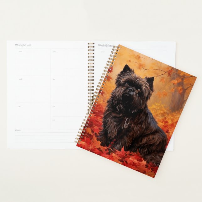 Affenpinscher in Autumn Leaves Fall Inspired  Planner (Display)