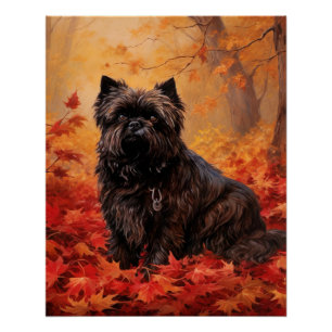 Affenpinscher in Autumn Leaves Fall Inspired Poster