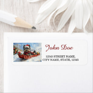 Affenpinscher in Snow Christmas Return Address