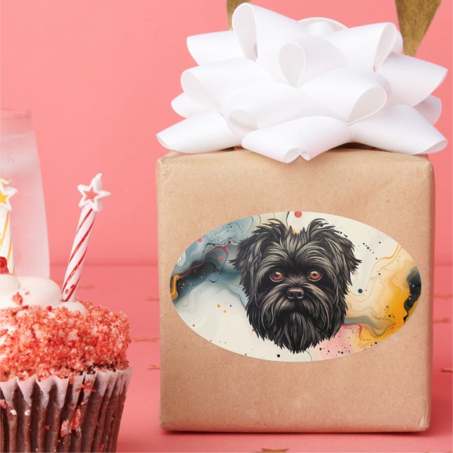 Affenpinscher Monkey Dog Affens Terrier Oval Sticker (Party)