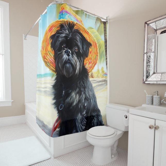 Affenpinscher on Beach, summer gift for dog lovers (In Situ)