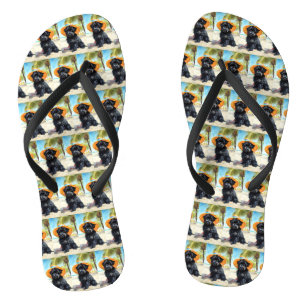 Affenpinscher on Beach, summer gift for dog lovers Flip Flops