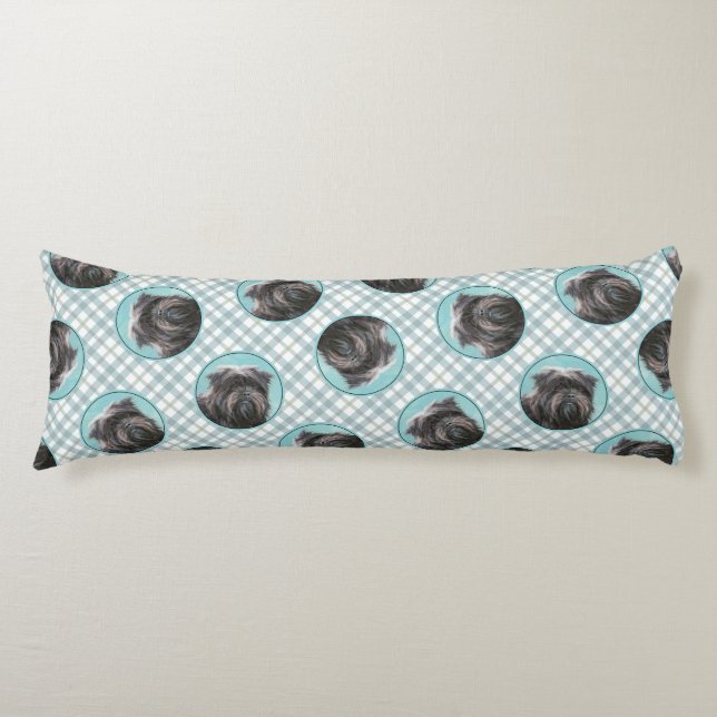 Affenpinscher Painting Black and Silver Dog Art Body Pillow (Front)