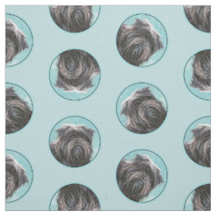Affenpinscher Painting Black and Silver Dog Art Fabric