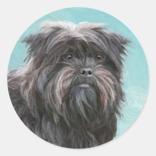 Affenpinscher Painting - Cute Original Dog Art Classic Round Sticker