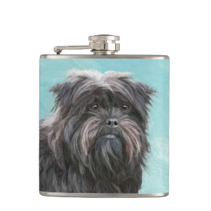 Affenpinscher Painting - Cute Original Dog Art Hip Flask