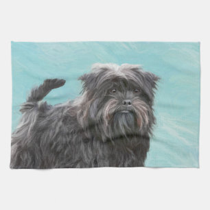 Affenpinscher Painting - Cute Original Dog Art Kitchen Towel