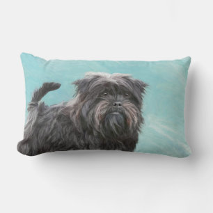 Affenpinscher Painting - Cute Original Dog Art Lumbar Pillow