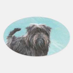 Affenpinscher Painting - Cute Original Dog Art Oval Sticker