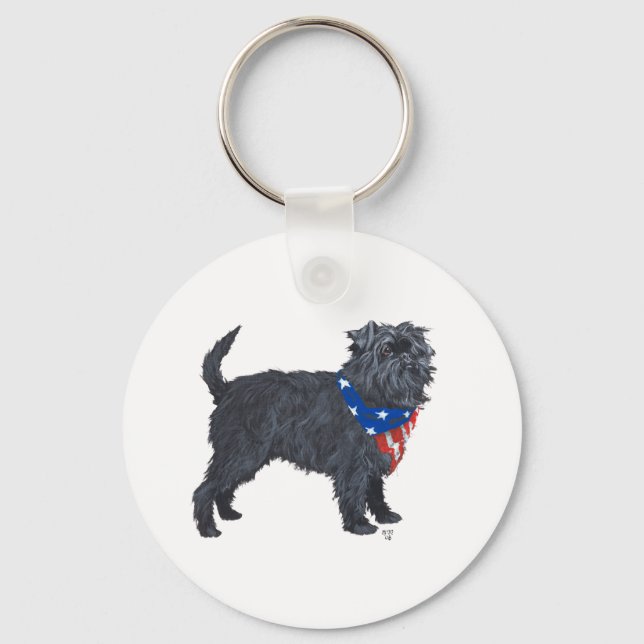 Affenpinscher Patriotic Keychain (Front)