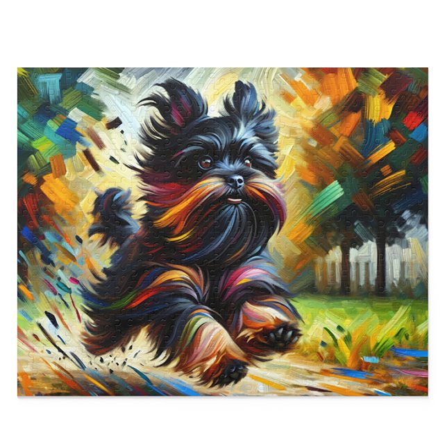 Affenpinscher Puzzle: Belge Monkey Terrier Jigsaw Puzzle (Whimsical Belge Affenpinscher Acrylic Style Art Print)