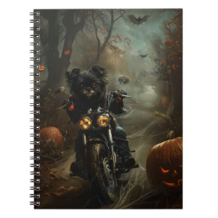 Affenpinscher Riding Motorcycle Halloween Scary Notebook