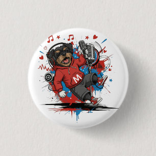Affenpinscher Rock Star Singer Musical Podcast Art 1 Inch Round Button