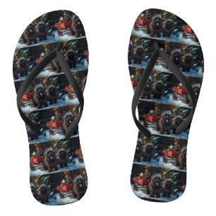 Affenpinscher Snowy Sleigh Ride Christmas Decor Flip Flops