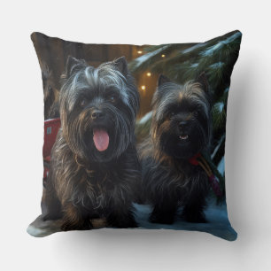 Affenpinscher Snowy Sleigh Ride Christmas Decor Throw Pillow