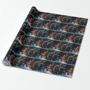 Affenpinscher Snowy Sleigh Ride Christmas Decor Wrapping Paper