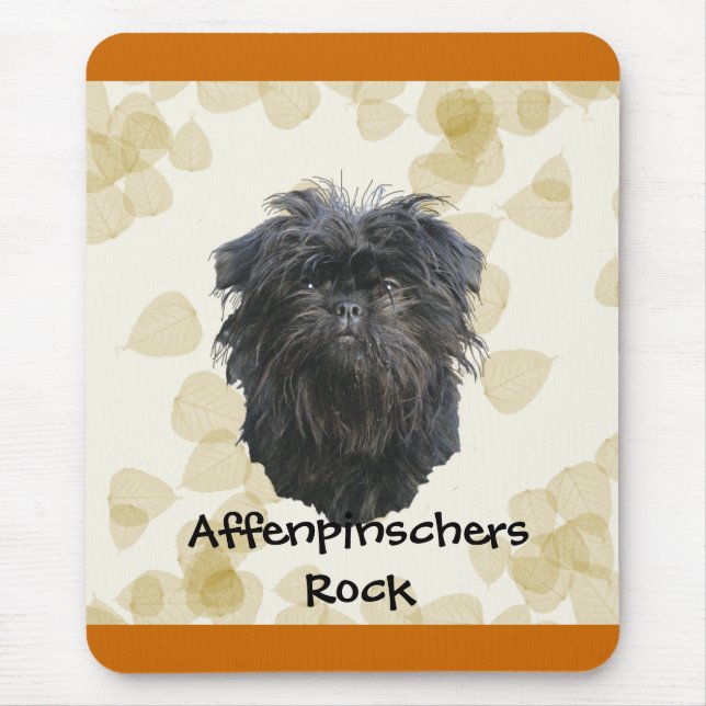 Affenpinscher Tan Leaves Motiff Mouse Pad (Front)