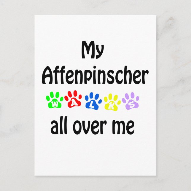 Affenpinscher Walks Design Postcard (Front)