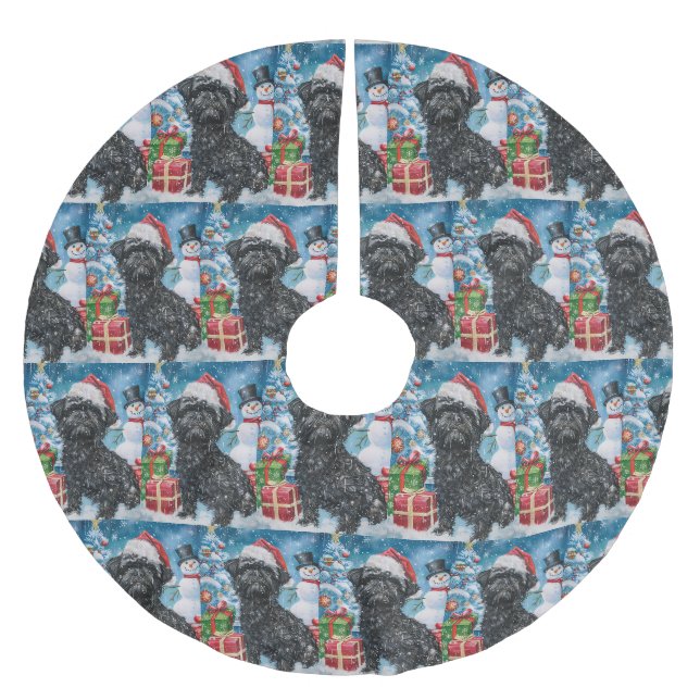 Affenpinscher Winter Wonderland Christmas Joy Brushed Polyester Tree Skirt (Front)