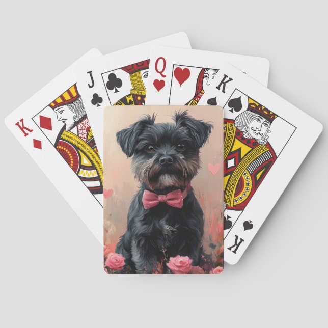 Affenpinscher with Roses - Valentine's Day Playing Cards (Back)