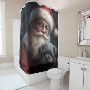 Affenpinscher with Santa Claus Festive Christmas
