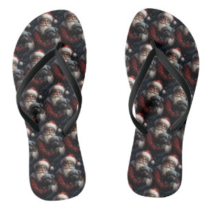 Affenpinscher with Santa Claus Festive Christmas Flip Flops