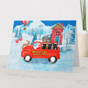 Affenpinschers Dog in Christmas Delivery Truck Card