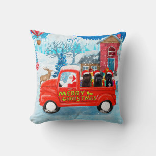 Affenpinschers Dog in Christmas Delivery Truck  Throw Pillow