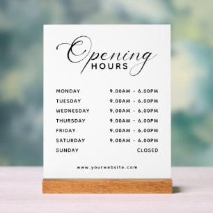 Affichage simple moderne des heures d'ouverture d'