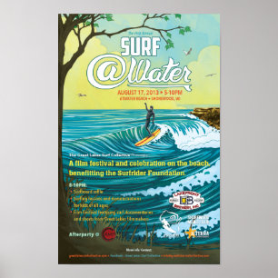 Affiche 11" de @Water de surf x 17"