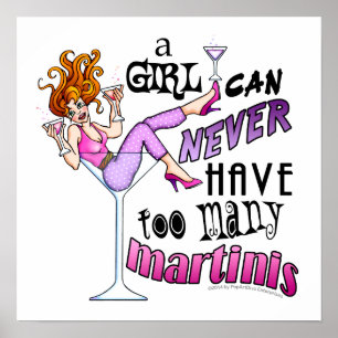 AFFICHE 16" X 16" - TROP DE MARTINIS