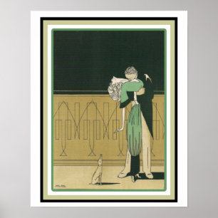 Affiche 16 x 20 de danseurs d'art déco