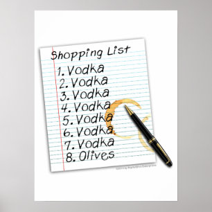 AFFICHE 18" x 24", LISTE DE COURSES VODKA