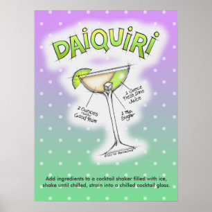 AFFICHE 18" x 24" - RECETTE DE DAIQUIRI ART DE COC