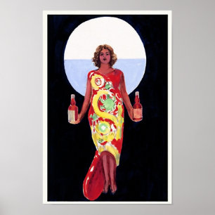 Affiche 1920 française vintage d'art déco de femme