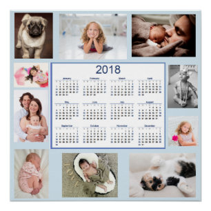 Affiche 2018 personnalisée de calendrier de photos